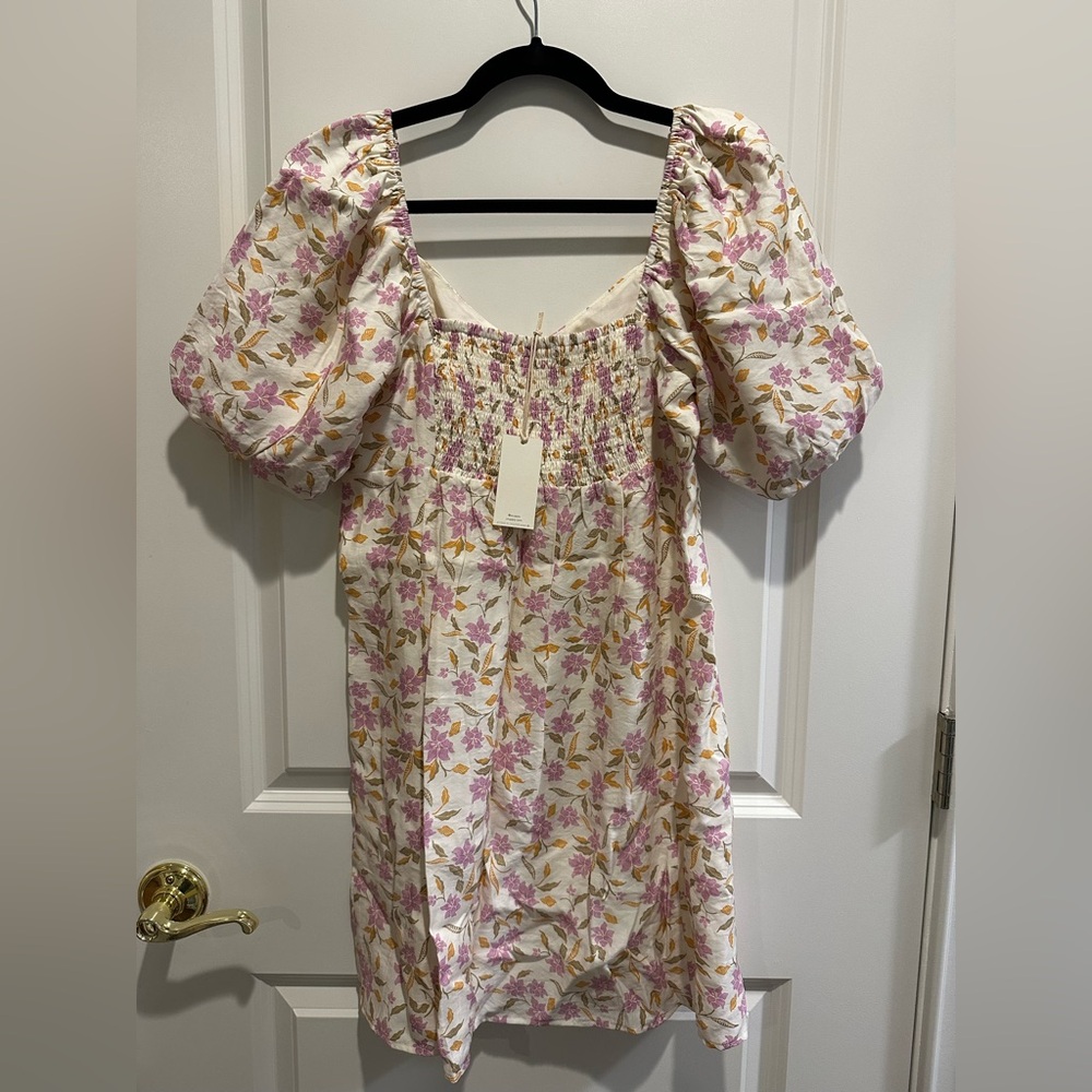 Z Supply Cream Mini Dress with Pink and Mustard Floral Print - Picture 2 of 4